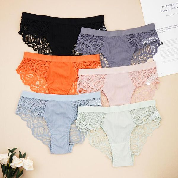 

women's panties cotton women underwear soft underpants lace transparent hollowed out briefs for woman low-rise panty intimates, Black;pink