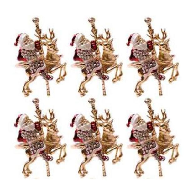 

6pcs christmas reindeer napkin buckle upscale restaurant el table set santa ring rings