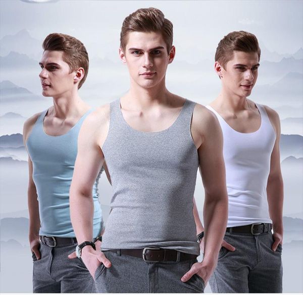 

summer pure color men ice silk seamless vest skin friendly high elasticity breathable round collar sports tank, White;black