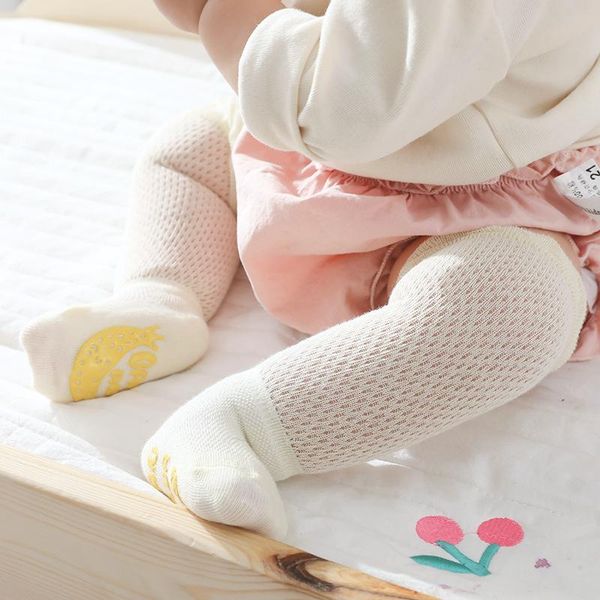 

children's summer mesh thin socks fashion cartoon kids girl boy knee for girls long solid baby sock anti-skidding, Pink;yellow
