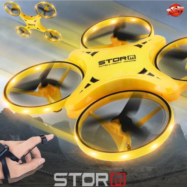 

upgrade watch induction remote control foldable rc drone model toy 2.4g pressure attitude hold throw ufo mnni quadcopter drones