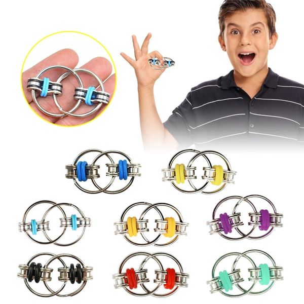 

dhl child fidget toys decompression roller key ring finger spinner chain stress reliever bike rings