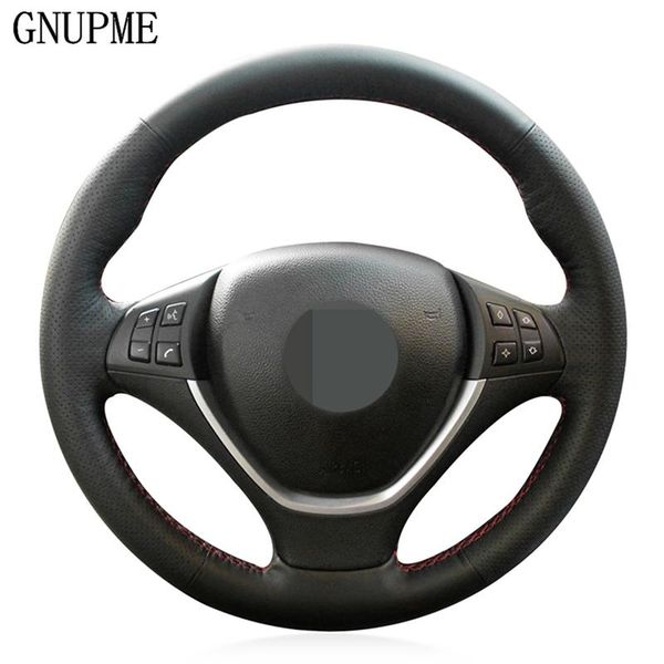 

steering wheel covers diy hand-stitched black genuine leather car cover for x5 e70 2006-2013 x6 e71 2008-2014