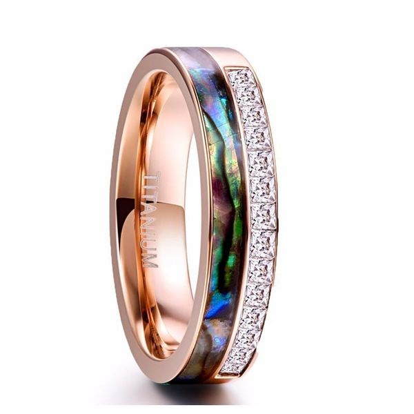 

wedding rings luxury 6mm high polished colorful shell men tungsten steel ring crystal rose gold love stainless, Slivery;golden