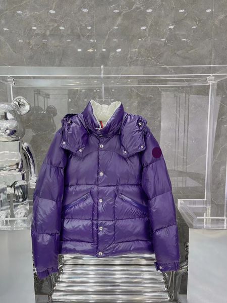 

monclai luxury france women's down jackets designer brand maya short hooded fashion shiny thick warm coat couple bread clothes, Black