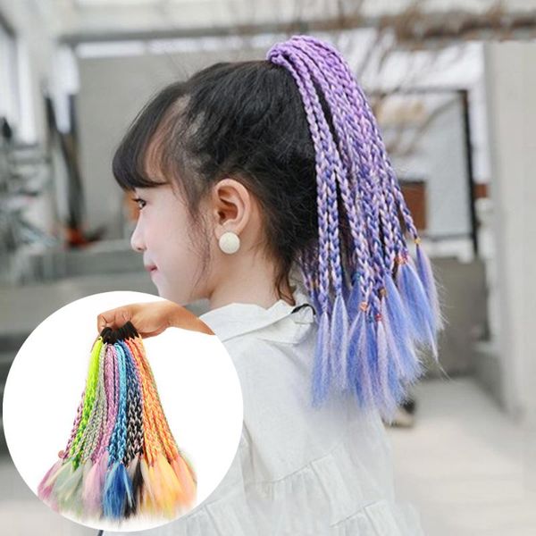 

hair accessories girls elastic band rubber thicker wig ponytail ropes kids twist braid rope headdress braider, Slivery;white