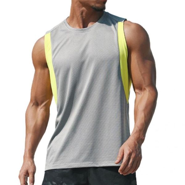 

men' tank 50%  men undershirt elastic sweat-absorbent polyester summer sports vest for gym, White;black