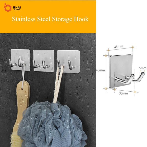 

2pcs punch-stainless steel hooks for kitchen and bathroom kitchenware door wall hanger robe towel key hook accessories & rails
