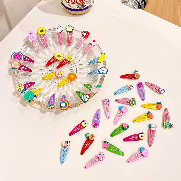 

hair accessories  pcs/set children cute cartoon flower fruit ornament clips baby girl lovely alloy barrettes hairpins kid, Slivery;white