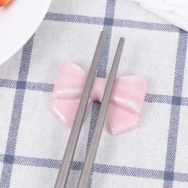 

chopsticks 6 pcs ceramic rack bow-knot shape holder rest home decoration ornament