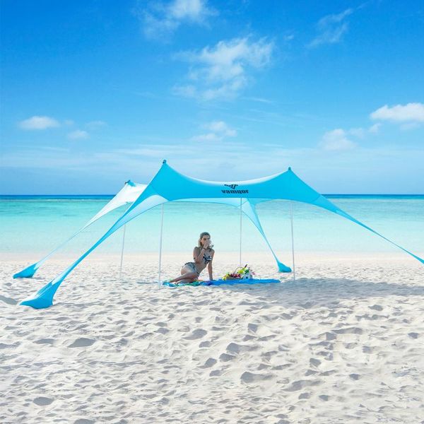 

tents and shelters beach tent sun shelter 5-8 person with upf50 lightweight 4 aluminum poles