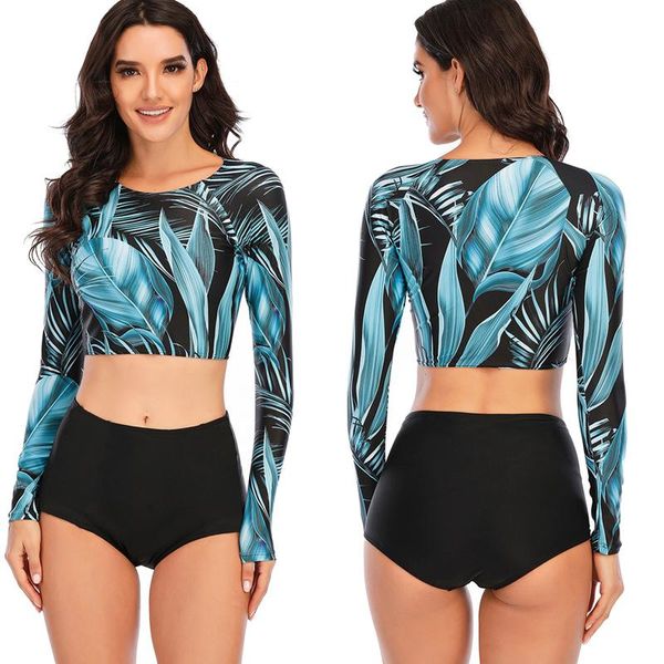 

surf suit 2 piece bodysuit long sleeve swimsuit for surfing swimming rashguard women rash guard swim shirts plus size one-piece suits