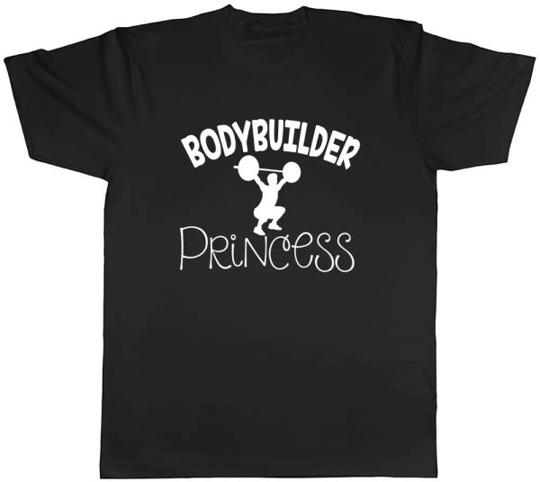 

bodybuilder princess mens t-shirt tee, White;black