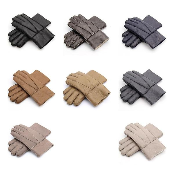 

ski gloves men winter warm genuine sheep fur for thermal goat cashmere real leather snow