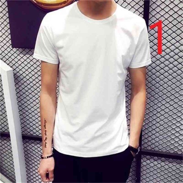 

t-shirt compassionate men's bottoming half-sleeved solid color summer dress round neck black and white tide 210420, White;black