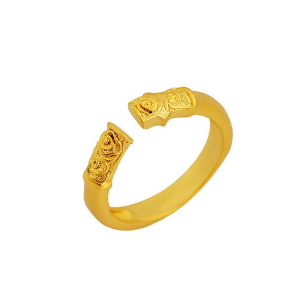 

women's auspicious cloud pattern 24k gold plated band rings njgr077 fashion wedding gift women yellow gold plate jewelry ring, Slivery;golden
