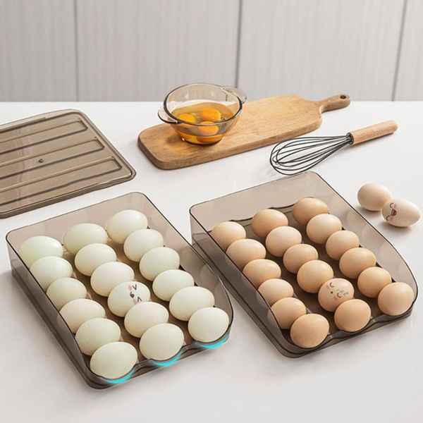 

storage bottles & jars gxma automatic rolling egg box 1/2/3 layers stackable fridge sliding dispenser plastic holder basket container kitche