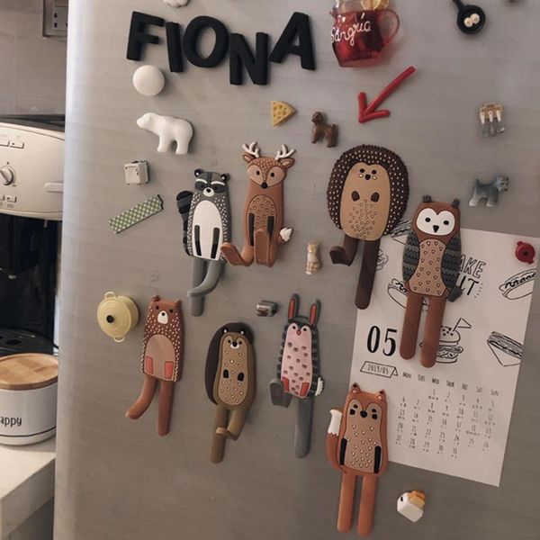

fridge magnets cartoon animal non-marking magnetic refrigerator magnet creative cute 3d stickers hook home decor aimant frigo