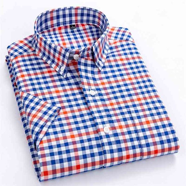 

macrosea men's casual striped shirt men's summer style social plaid shirts 100% cotton short sleeve mens shirts 210706, White;black