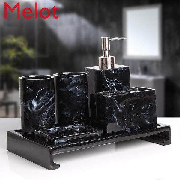 

luxury modern minimalist bathroom toiletries five-piece set toothbrush holder cup gargle accessories bath accessory