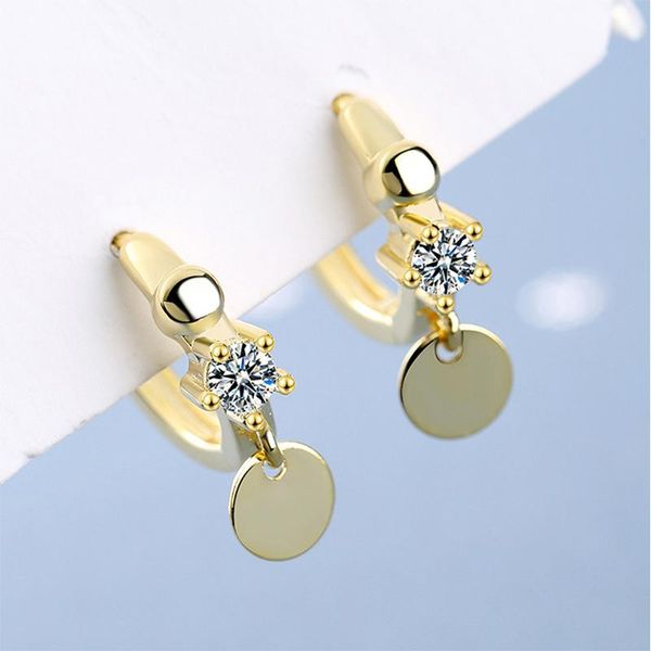 

hoop & huggie fashion 2021 small lovely earrings for women shiny crystal zirconia round circle golden/white huggies tiny ear jewelry, Golden;silver