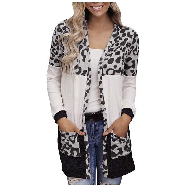 

women's jackets women's casual leopard print knitted cardigan women plus size long sleeve sweater open coat autumn and winter y2k t, Black;brown
