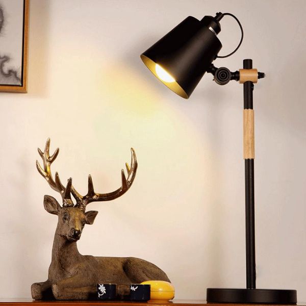 

table lamps nordic bedroom bedside lamp study creative solid wood led eye protection rotating reading desk vintage e27