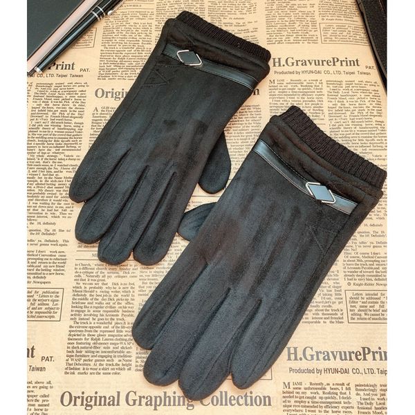

thin suede men' warm gloves in autumn and winter, Blue;gray