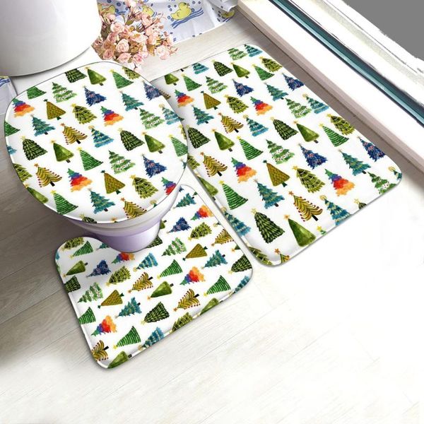 

bath mats festive christmas trees bathroom antiskid padthree piece floor mat set
