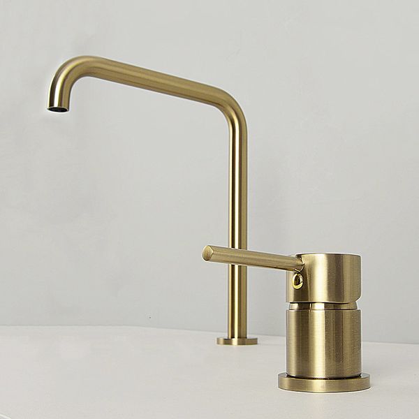 

kitchen faucets widespread two hole faucet brushed gold 7 pipe long water tap deck mounted sink 360 rotation cold mixer ogi5