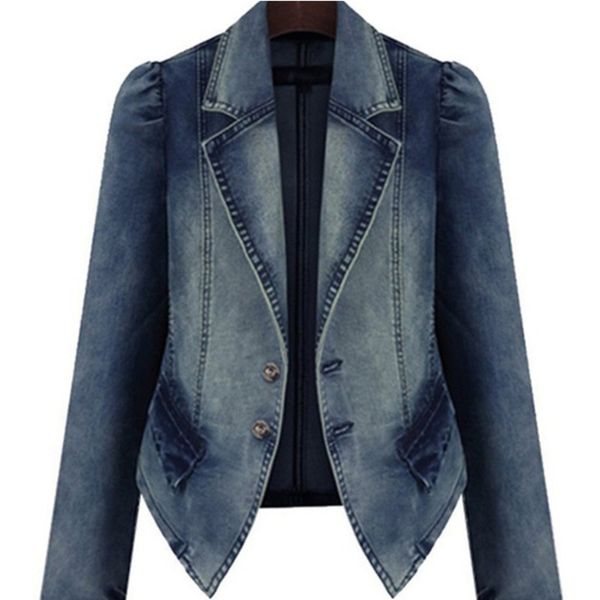 Giacca da donna in denim con taschino con bottoni patchwork colletto rovesciato di grandi dimensioni cappotto autunno inverno dignitoso donna nuova moda 210422