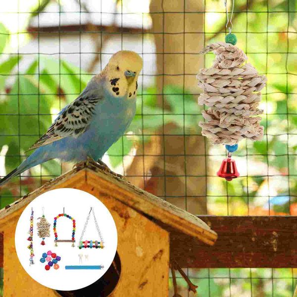 

other bird supplies 17pcs pet swing hanging pendant bite chew parrot cage