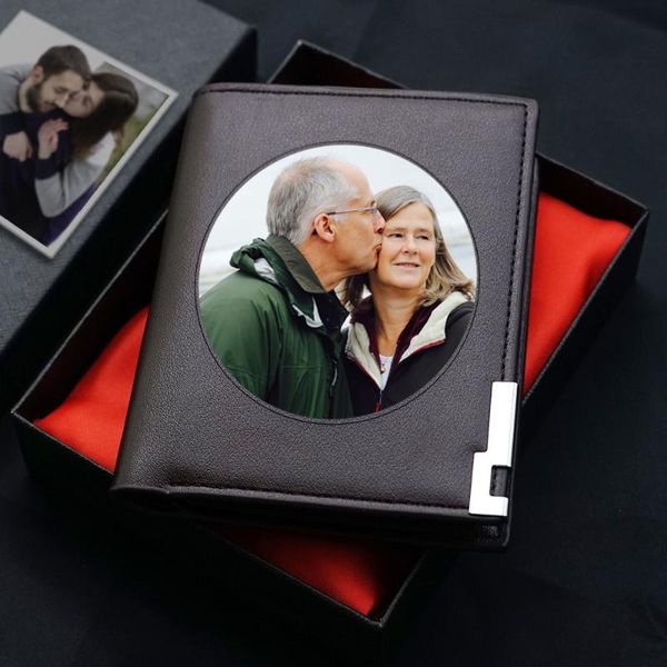 

wallets personalized gift for grandpa grandmother custom po picture bifold card holder wallet gifts dad father's husband him men, Red;black