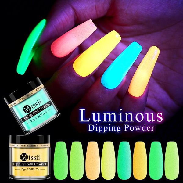 

nail glitter mtssii fluorescen dipping powder shinny phosphor luminous pigment manicure art diy decorations chameleon dust, Silver;gold