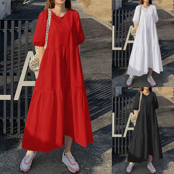 

maternity dresses women's long dress nursing nightgown for breastfeeding solid color short sleeve o-neck plus size clothes#6, White