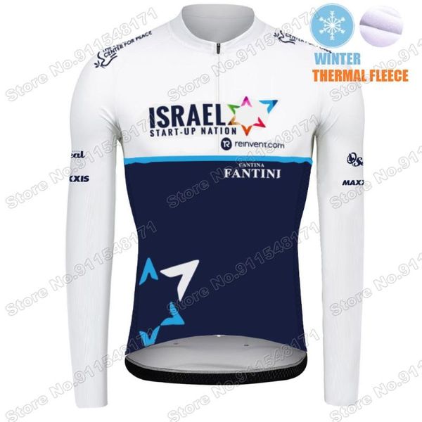 

winter israel start up nation 2021 cycling jersey set clothing suit mens long sleeve mtb bike road pants bib ropa racing sets, Black;blue