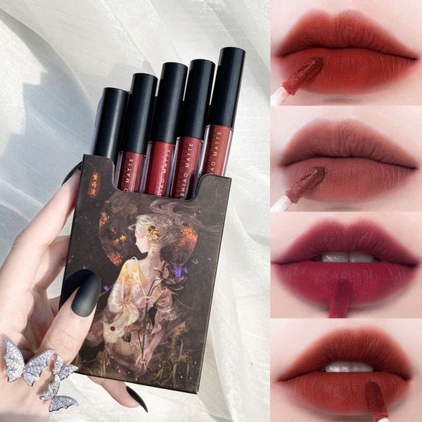 

lip gloss langmanni lipstick 5pcs/set sets velvet matte easy coloring lasting creative cigarette tube glaze set makeup