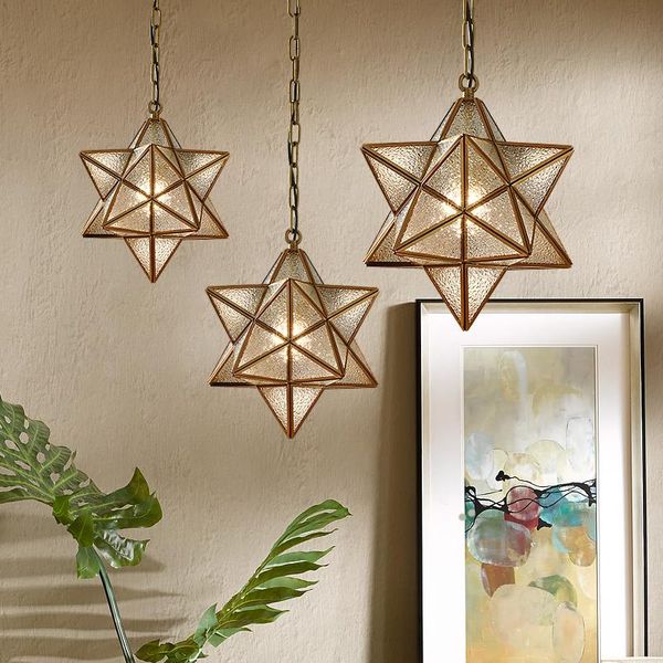 

pendant lamps copper star hanging lights for bedroom kitchen fixtures glass lamp interior brass hallway dining room