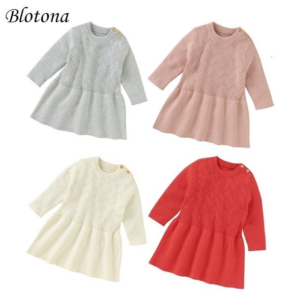 

girl's blotona baby girls breathable knitted sweater dress spring autumn sweet style solid color long sleeve princess dresses 3-18m 102, Red;yellow