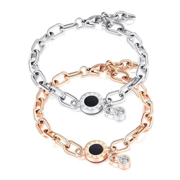

link, chain charm rome bracelet for women in classic link, Black