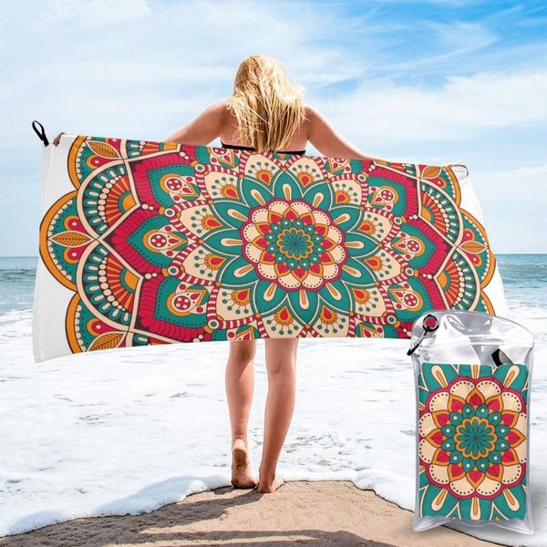 

quick drying pocket towel flower mandalas vintage portable water absorbent no pilling sports bath