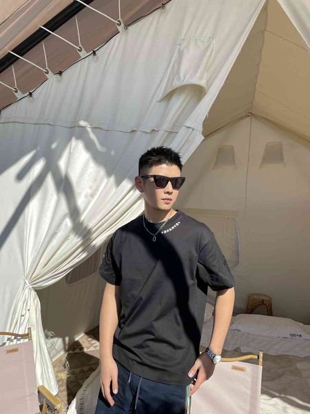 

2021 summer new embroidery round neck t-shirt men's and women's casual top, White