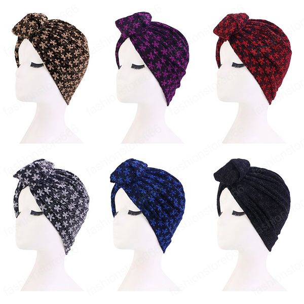 Hijab da donna nodo turbante berretto in tessuto elastico cappello accessori per capelli da donna berretto sciarpa musulmana cappelli indiani