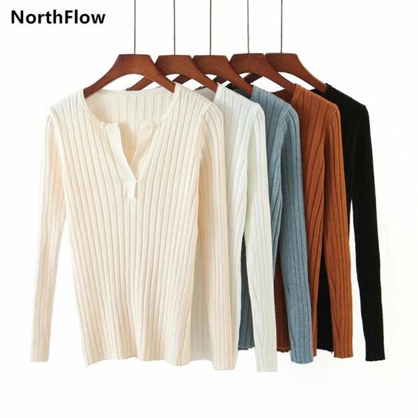 

women's sweaters northflow 2021 autumn and winter women pull femme slim fit solid modal yarn knit pullovers, White;black