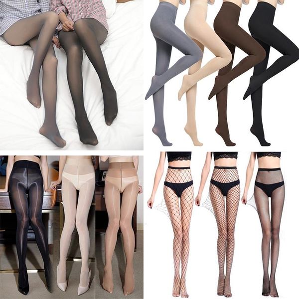 

socks & hosiery ladies tights casual high elastic solid color pantyhose stretchy soft long stockings for women fashion fishnet stocking, Black;white