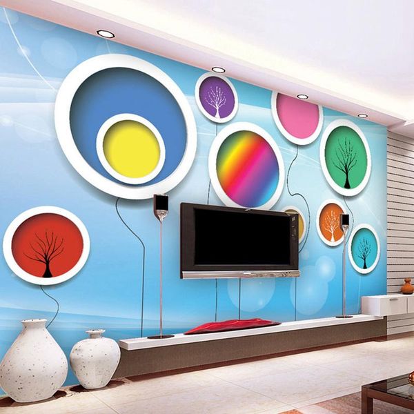 

wallpapers drop custom size 3d abstract circles mural wall paper flower tree murals for bedroom tv sofa background wallpaper