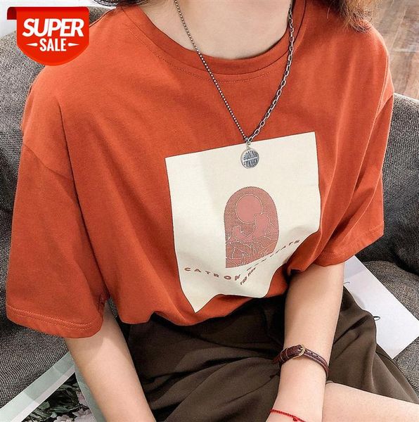 

li zhiqi t-shirt women's short-sleeved casual loose and simple round neck letter printing bottoming shirt 110619 #pp2s, Black;gray
