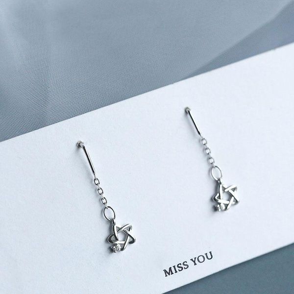 

hoop & huggie fresh hollow out star eardrop fashion simple inlaid rhinestone earrings temperament women jewelry exquisite earhook, Golden;silver