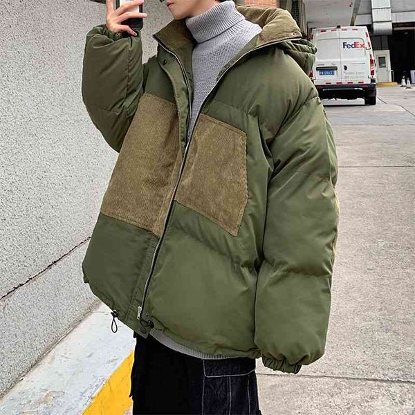 

men's jackets winter jacket warm fashion retro cotton hooded coat men streetwear loose korean padded short mens clothes m-xl 58rf, Black;brown