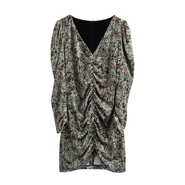 

autumn elegant party bottom dress for womens pleated print velvet long sleeve mini vestido office lady women clothes casual dresses, Black;gray